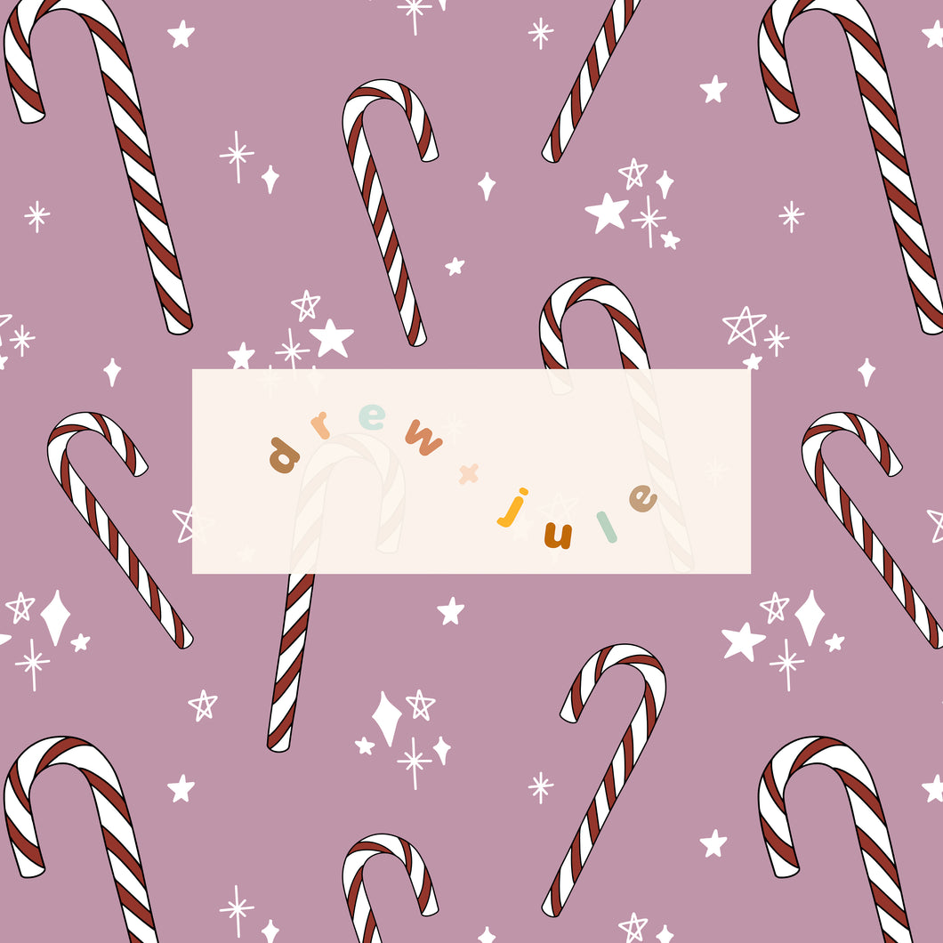 Scattered Candy Canes (Mauve) | Seamless Pattern