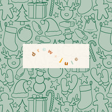 Load image into Gallery viewer, Christmas Doodles (Green) | Seamless Pattern
