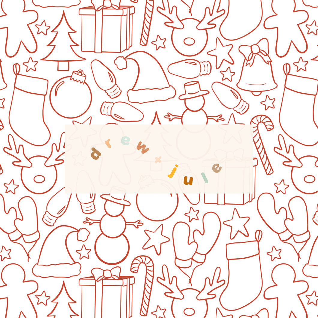 Christmas Doodles (Red) | Seamless Pattern