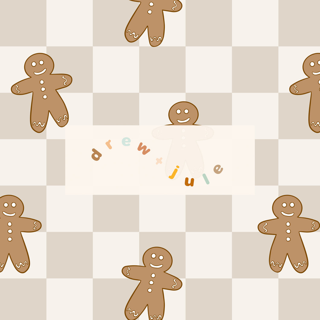 Gingerbread Checkers (Neutral) | Seamless Pattern