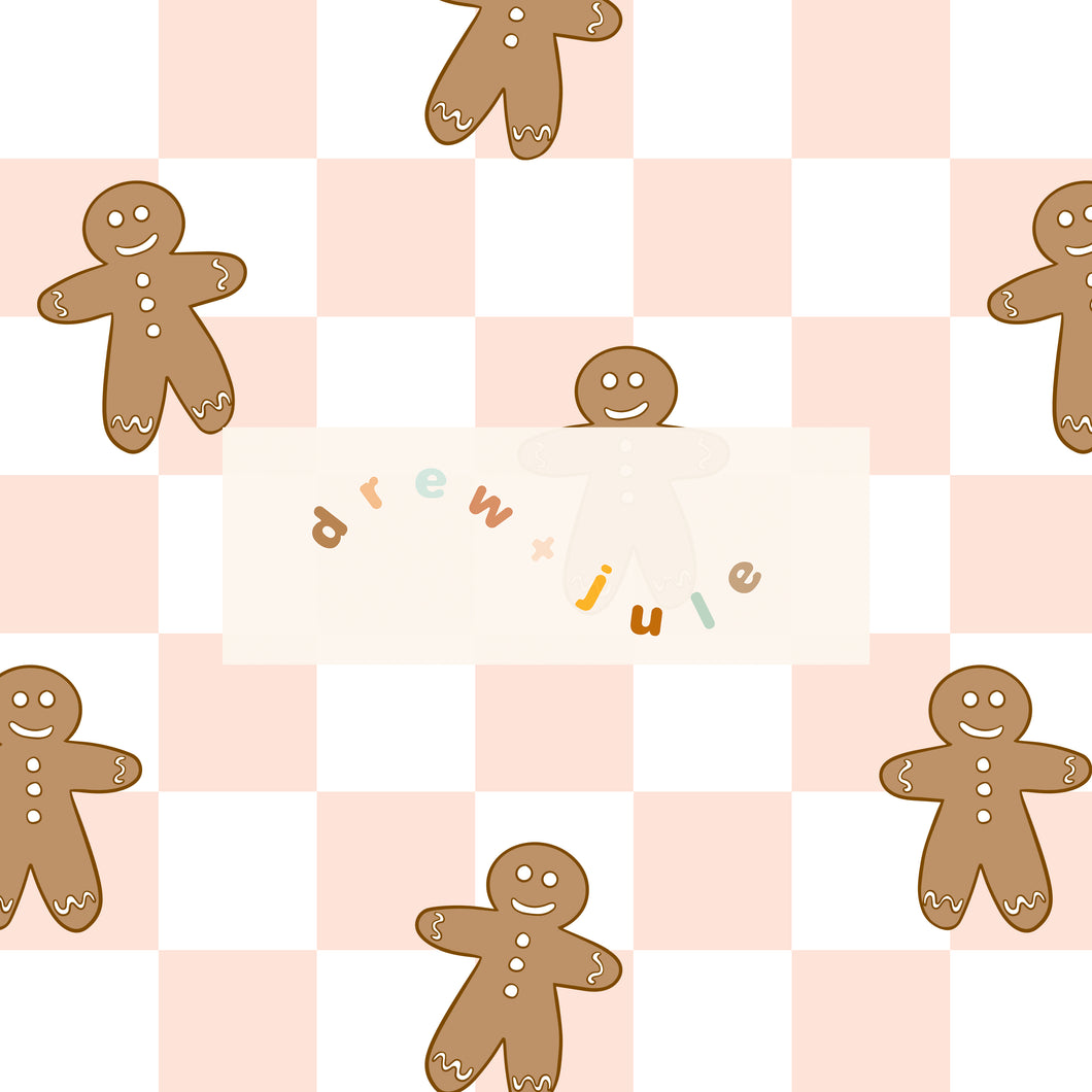 Gingerbread Checkers (Pink) | Seamless Pattern