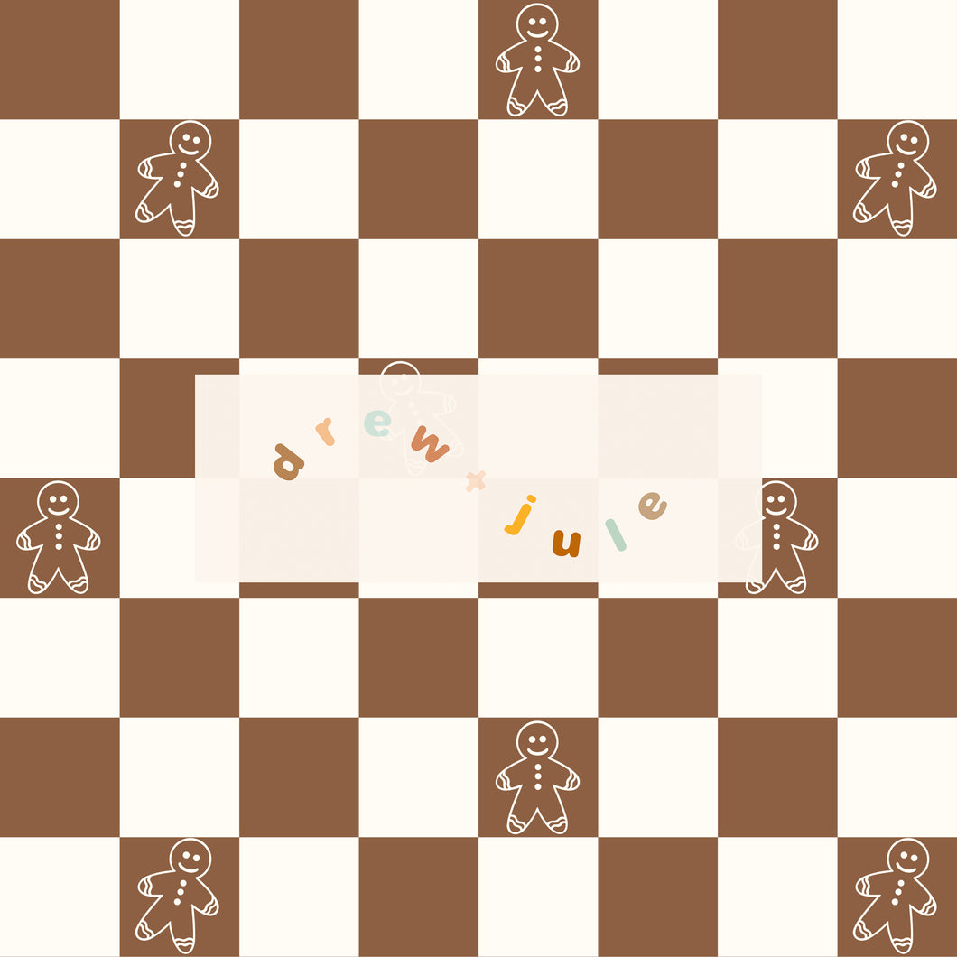 Gingerbread Cookies Checkerboard | Seamless Pattern