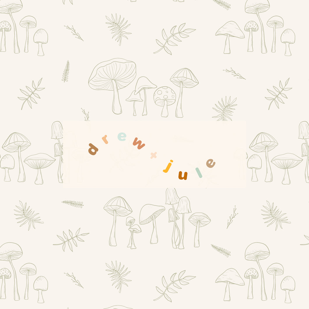 Mystical Mushrooms (Sage) | Seamless Pattern