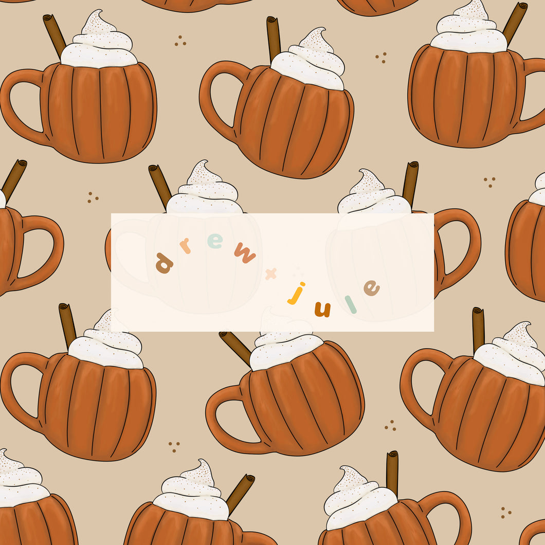 Pumpkin Mugs (Neutral) | Seamless Pattern