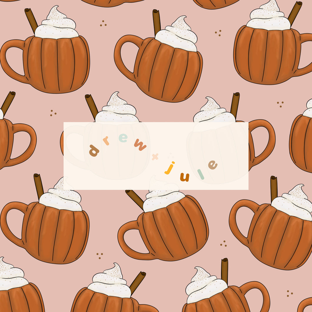 Pumpkin Mugs (Pink) | Seamless Pattern