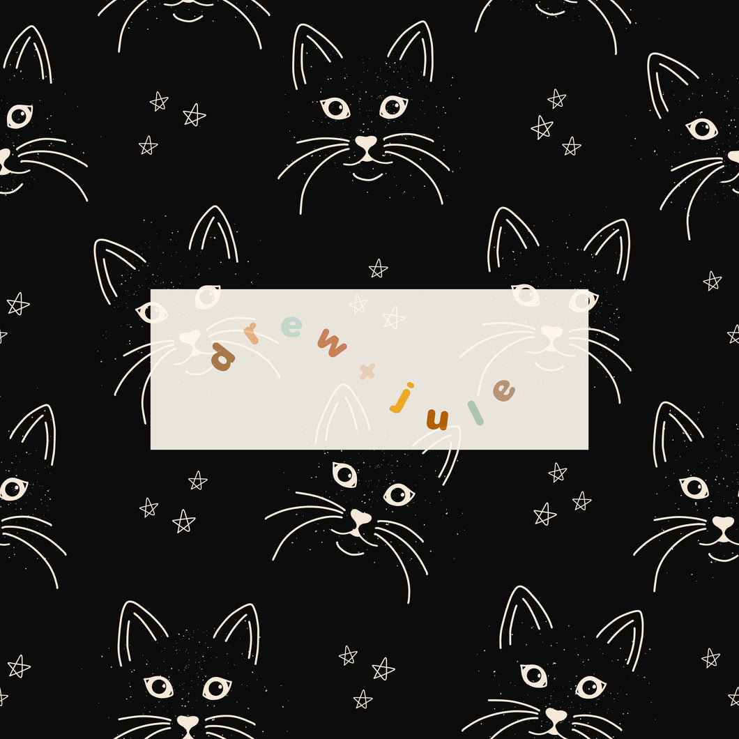 Black Cat Faces (Black) | Seamless Pattern