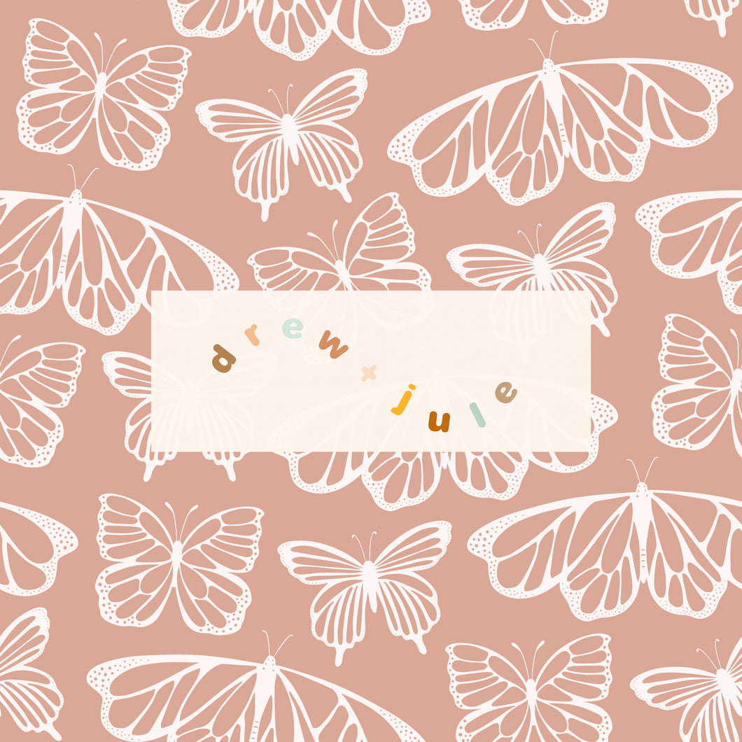 Butterfly Outlines - Pink | Seamless Pattern