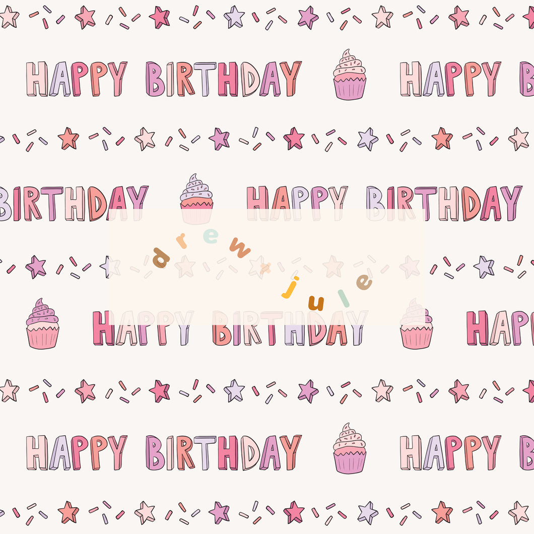 Happy Birthday Stripes (Pink) | Seamless Pattern