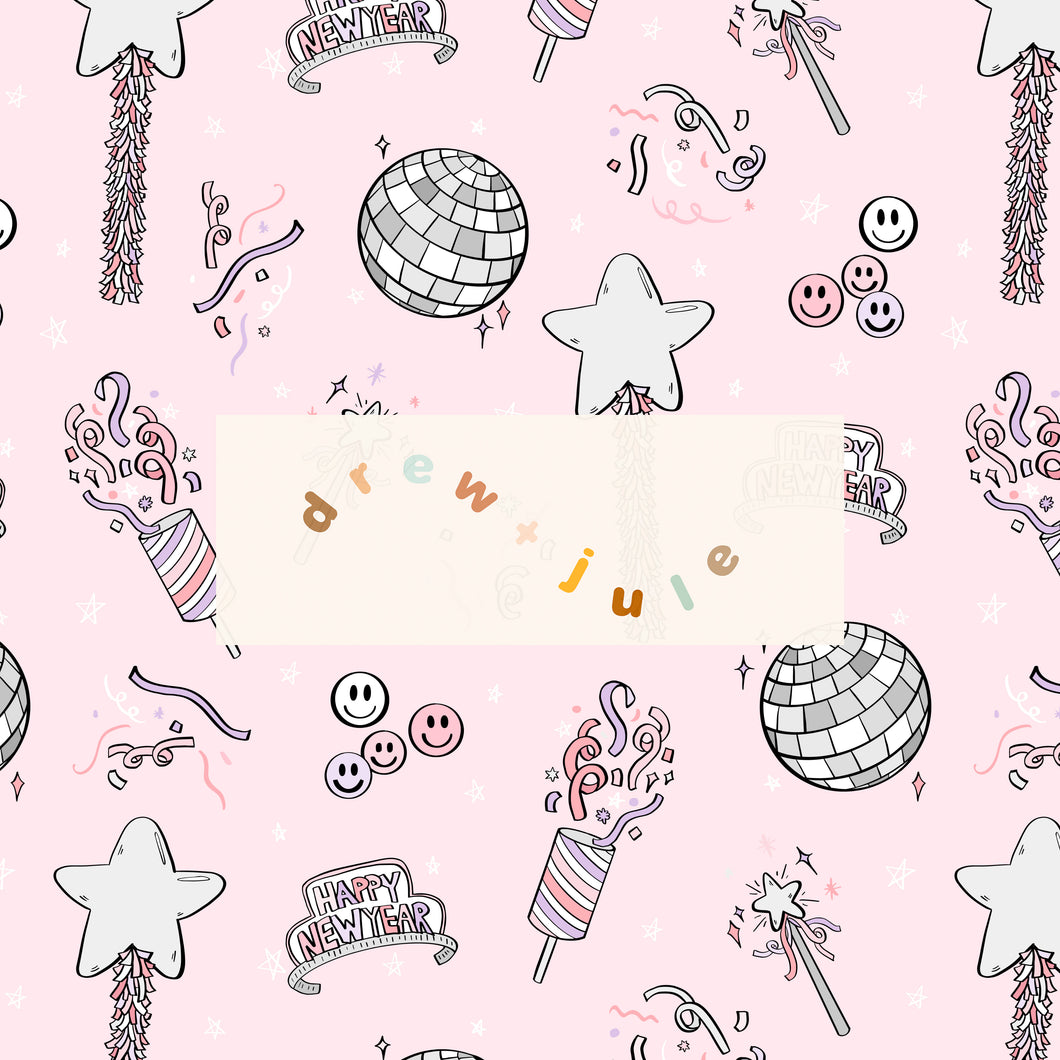 Happy New Year (Pink/Purple) | Seamless Pattern