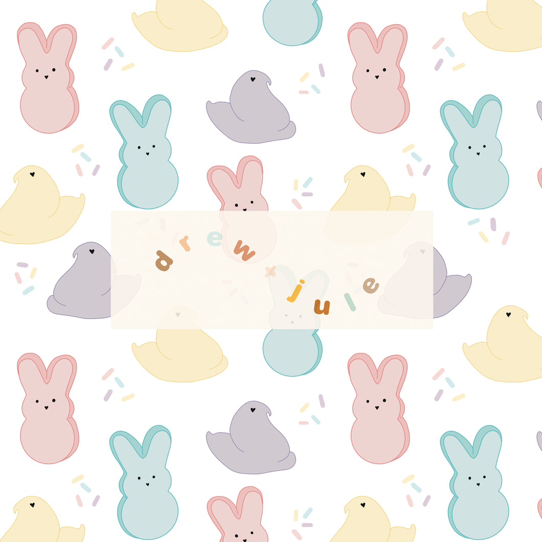 Marshmallow Chicks & Bunnies | Seamless Pattern