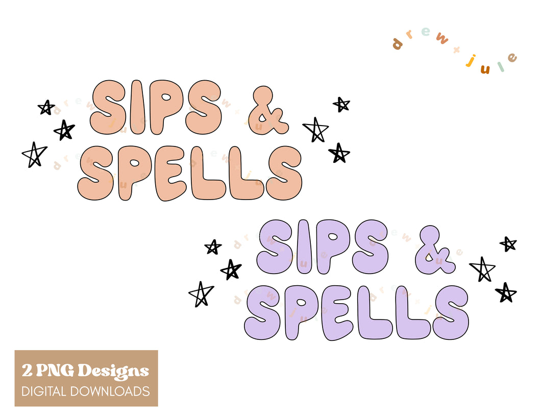 Sips & Spells (Text) | 2 PNG Designs