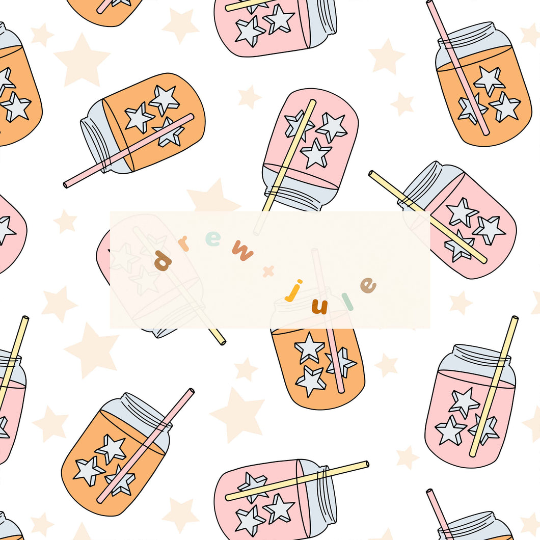 Star Jars (Orange/Pink) | Seamless Pattern